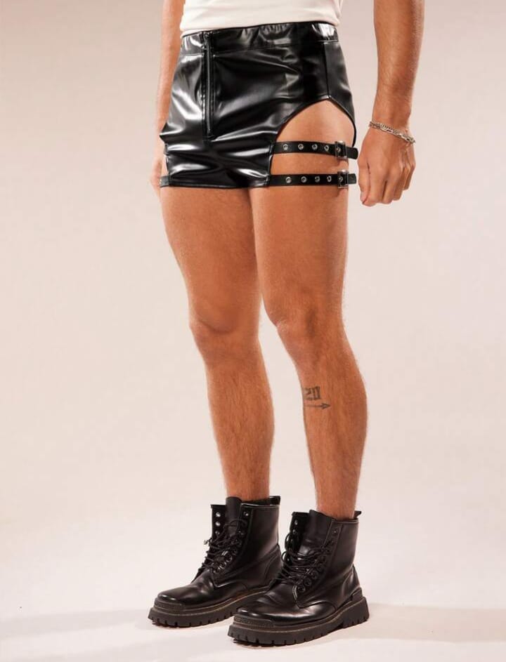 Night strike Harness Faux Leather Shorts